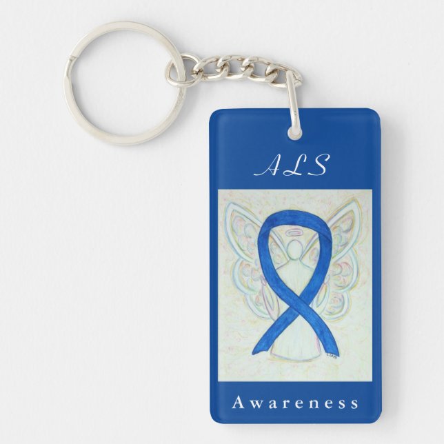 ALS Blue Awareness Ribbon Guardian Angel Porte - c (Devant)