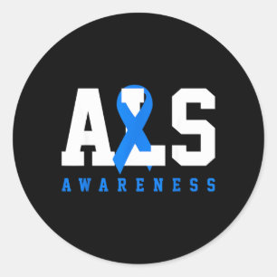 Als Blue Ribbon Als Awareness Gift Classic Round Sticker
