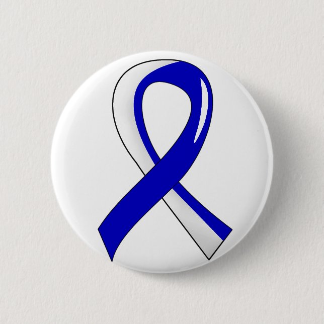ALS Blue White Ribbon 3 2 Inch Round Button (Front)