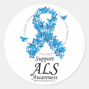 ALS Butterfly Ribbon Classic Round Sticker