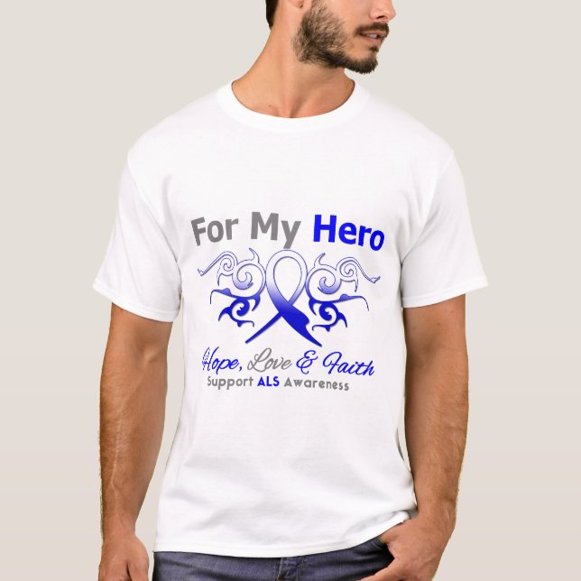 ALS Disease Tribal Ribbon Hero T-Shirt (Front)