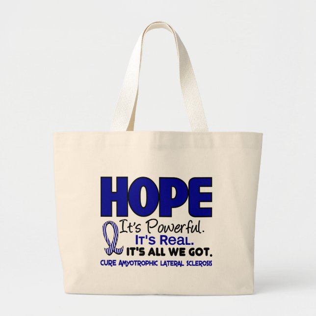 ALS Lou Gehrig's Disease HOPE 1 Large Tote Bag (Front)