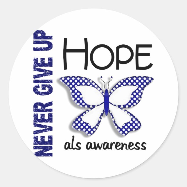ALS Never Give Up Hope Butterfly 4.1 Classic Round Sticker (Front)