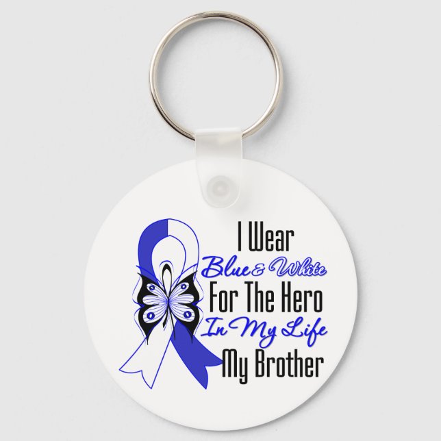 ALS Ribbon Hero in My Life My Brother Keychain (Front)