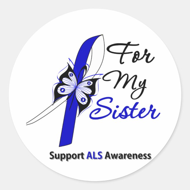 ALS Support For My Sister Classic Round Sticker (Front)