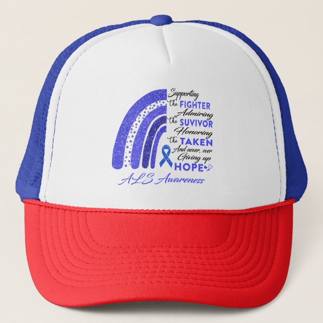 ALS Warrior Supporting Fighter Trucker Hat (Front)
