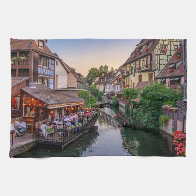 Alsace France Flower Water Canal                  Kitchen Towel (Horizontal)