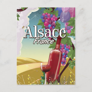 Alsace France lazy afternoon wine poster Postcard