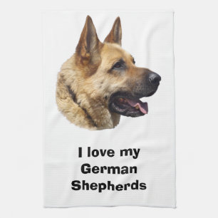 Alsatian German shepherd dog portrait Kitchen Towel