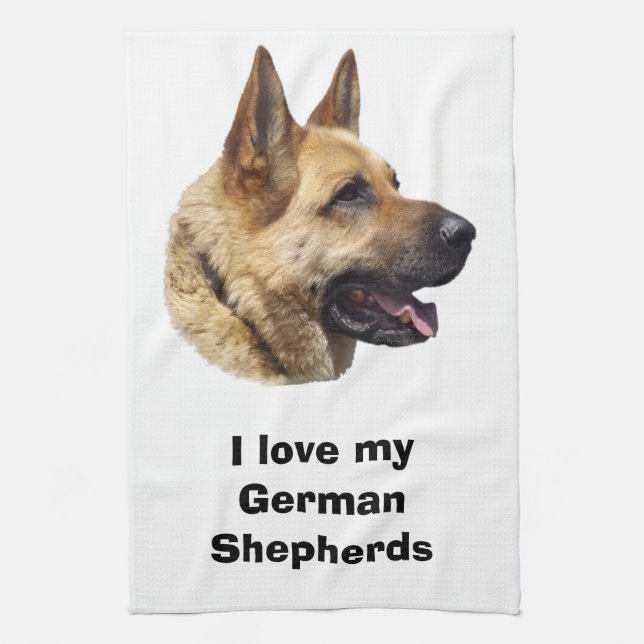 Alsatian German shepherd dog portrait Kitchen Towel (Vertical)