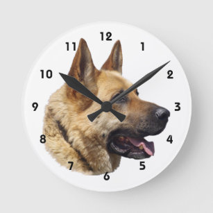 Alsatian German shepherd portrait Round Clock
