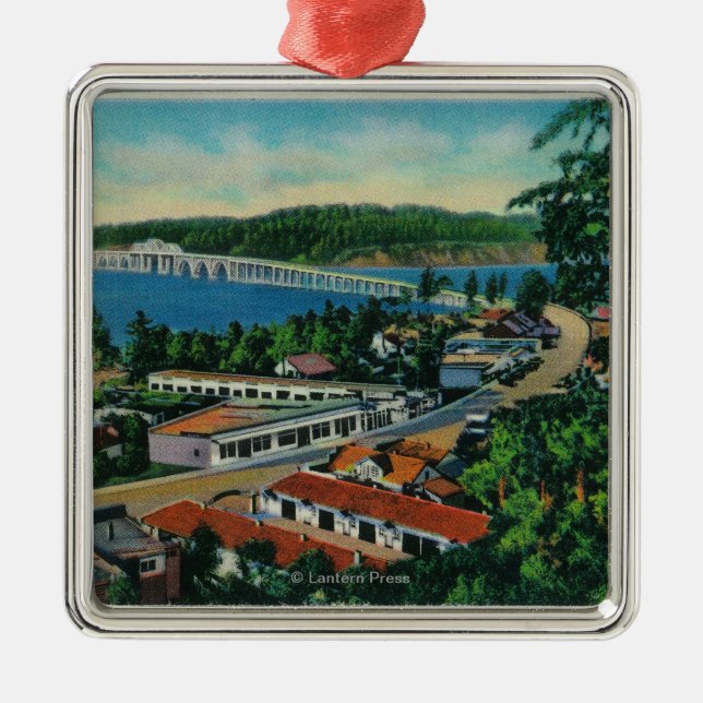 Alsea Bay Bridge in Waldport, Oregon Metal Ornament (Front)