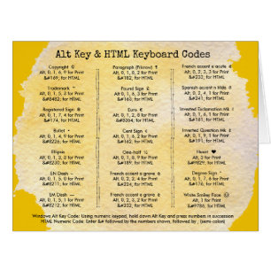 Alt Key and HTML Keyboard Codes