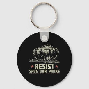 Alt Us National Park Resist Service Bison Buffalo Keychain