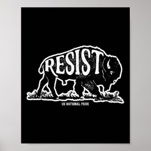 Alt Us National Park Resist Service T Shirt Bison  Poster