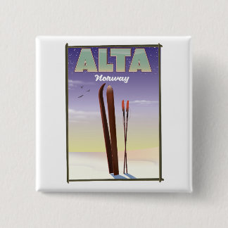ALTA Norway ski travel poster 2 Inch Square Button