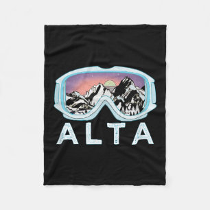 Alta Ski Design _ Alta, Ut Skiing Snow Gift Fleece Blanket