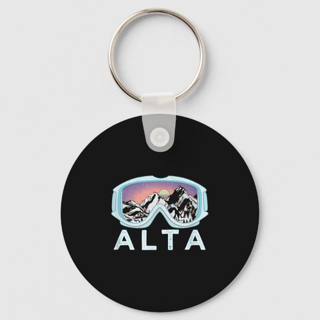 Alta Ski Design _ Alta, Ut Skiing Snow Gift  Keychain (Front)