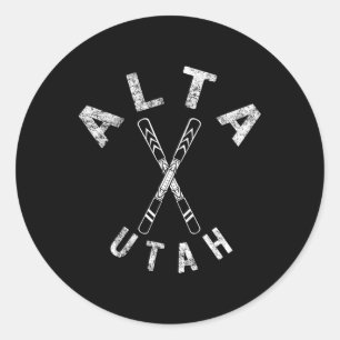 Alta Ski Utah Souvenir Skier Skiing Snowboarding M Classic Round Sticker