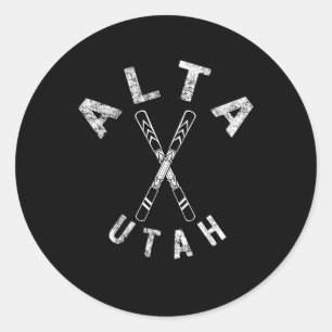 Alta Ski Utah Souvenir Skier Skiing Snowboarding M Classic Round Sticker