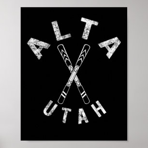 Alta Ski Utah Souvenir Skier Skiing Snowboarding M Poster