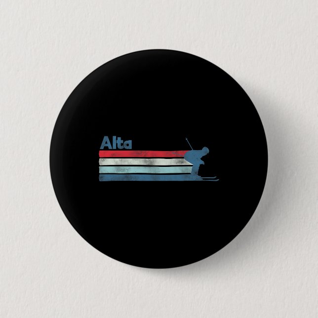 Alta Utah Retro Ski  2 Inch Round Button (Front)