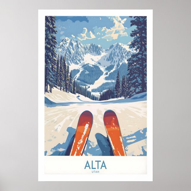 Alta Utah Ski Adventure Poster - Wasatch Range (Front)