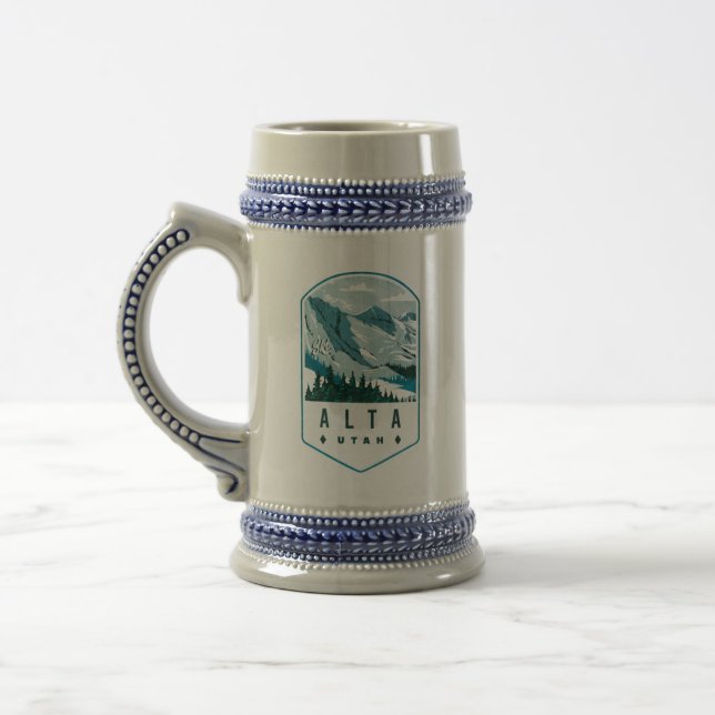 Alta Utah Ski Badge Beer Stein (Left)