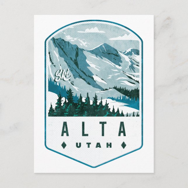 Alta Utah Ski Badge Postcard (Front)