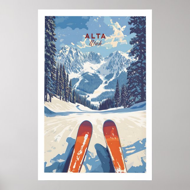 Alta Utah Ski View from Slopes Print - Panoramic (Front)