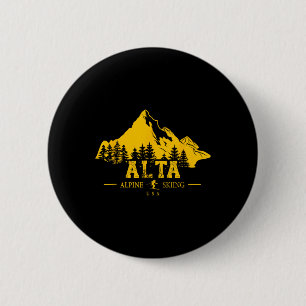 Alta Utah Usa Ski Resort Alpine Skiing Wasatch Mou 2 Inch Round Button