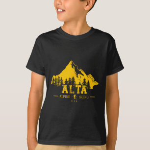 Alta Utah Usa Ski Resort Alpine Skiing Wasatch Mou T-Shirt