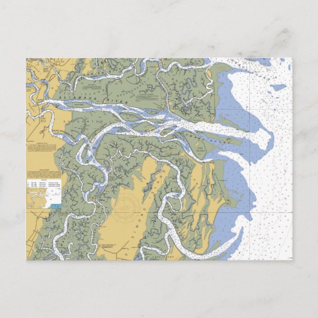 Altamaha River, Darien, GA Nautical Chart Postcard (Front)