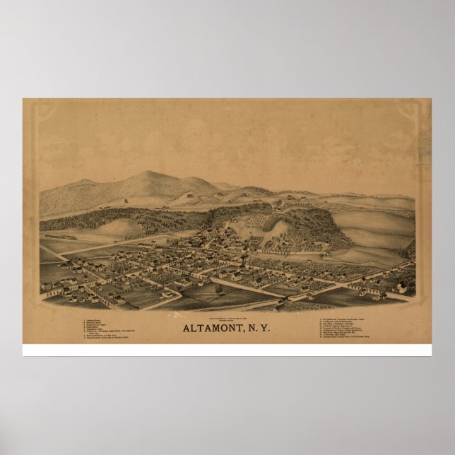 Altamont New York 1889 Antique Panoramic Map Poster (Front)