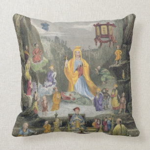 Altar Piece in the 'Yun Stzoo Stzee' Temple, Ting- Throw Pillow