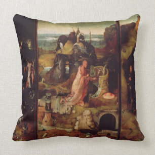 Altarpiece of the Hermits (oil on panel) Throw Pillow