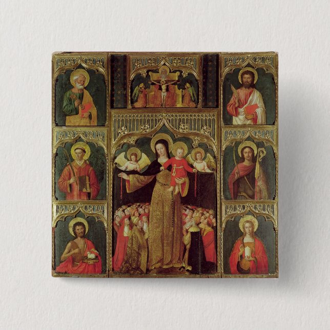 Altarpiece of the Virgin of the Rosary, c.1500 2 Inch Square Button (Front)