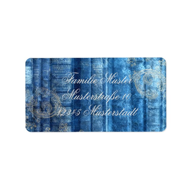 Alte Bücher - goldene Ornamente - blau | Label (Front)