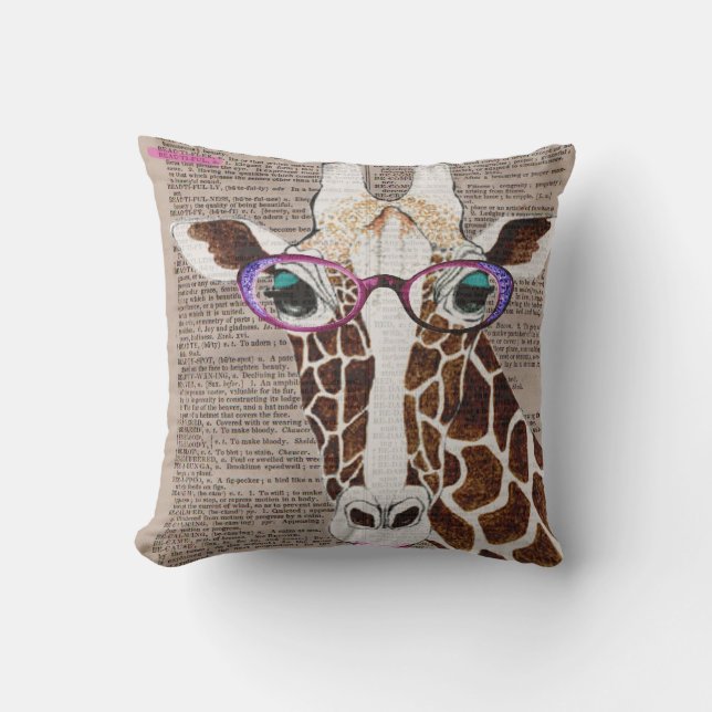 Altered Art Funky Giraffe Throw Pillow (Front)