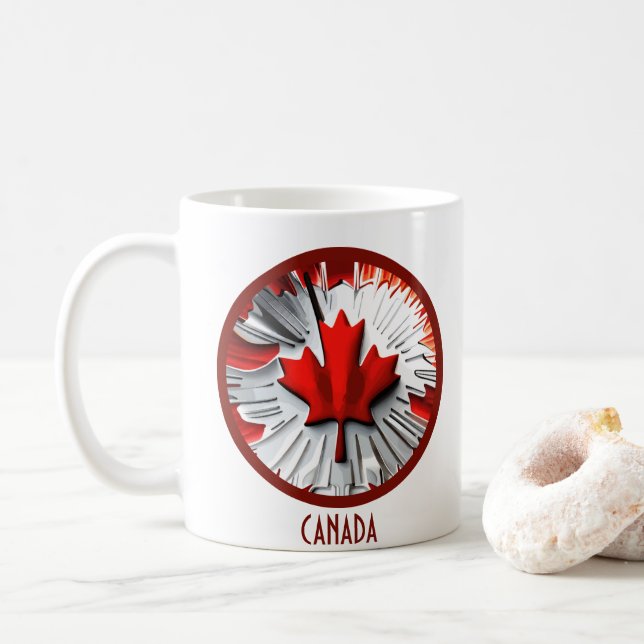 Altered Maple Leaf: A Creative Canadian Twist Coffee Mug (With Donut)