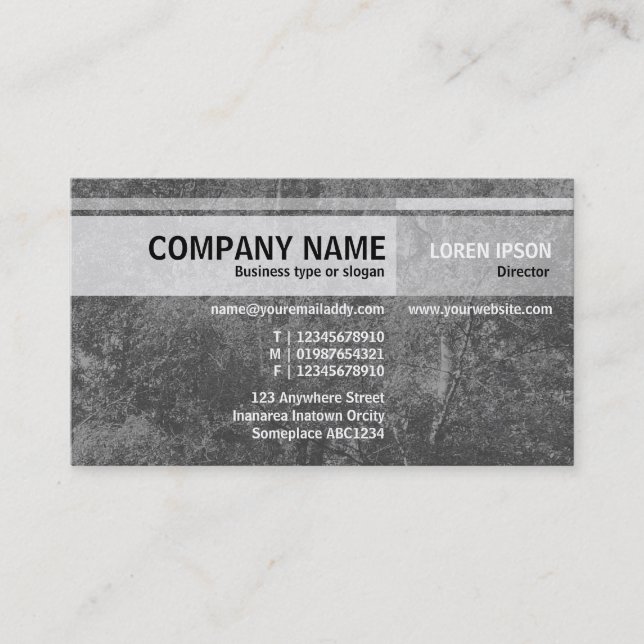 Alternate Tones - Birch Tree - Grey Business Card (Front)