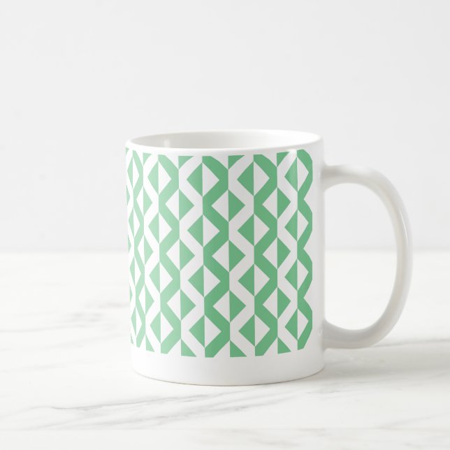 Alternate ZigZags - Faded Green and White Coffee Mug (Right)