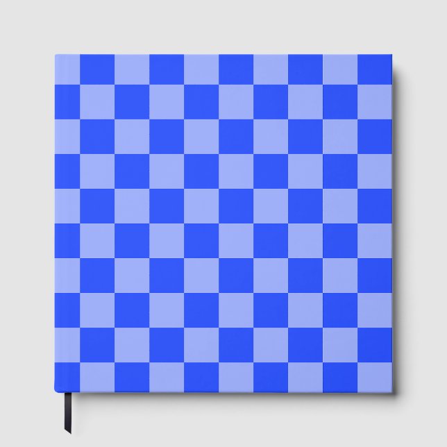 Alternating Blue and Light Purple Chequerboard Guest Book (Front)