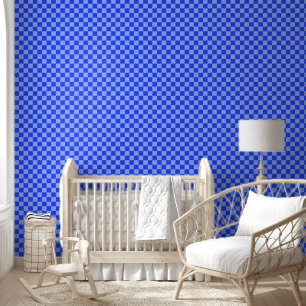 Alternating Blue and Light Purple Chequerboard Wallpaper