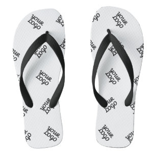 Alternating Business Logo or Image Pattern White Flip Flops