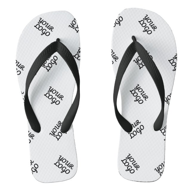 Alternating Business Logo or Image Pattern | White Flip Flops (Footbed)