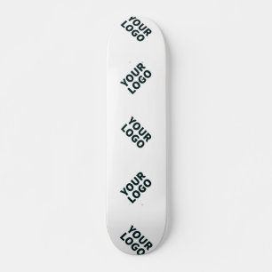 Alternating Business Logo or Image Pattern White Skateboard