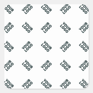 Alternating Business Logo or Image Pattern   White Square Sticker