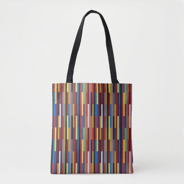 Alternating Colour Stripes Patchwork - Vertcal Tote Bag (Front)