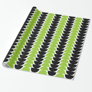 Alternating Crescents 02 - Martian Green and Black Wrapping Paper